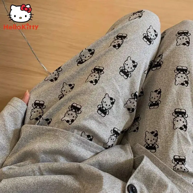 Anime Cartoon Hellokitty My Melody Kuromi Pajama Pants Spring Autumn Women Trousers Sweet Cute Student Dormitory Home Pants