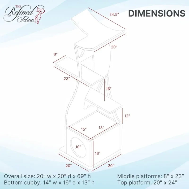 شجرة قطط حديثة متعددة المستويات مع عمود خدش للتسلق، حجرة مبطنة للقطط الداخلية باللون الرمادي الدخاني #4