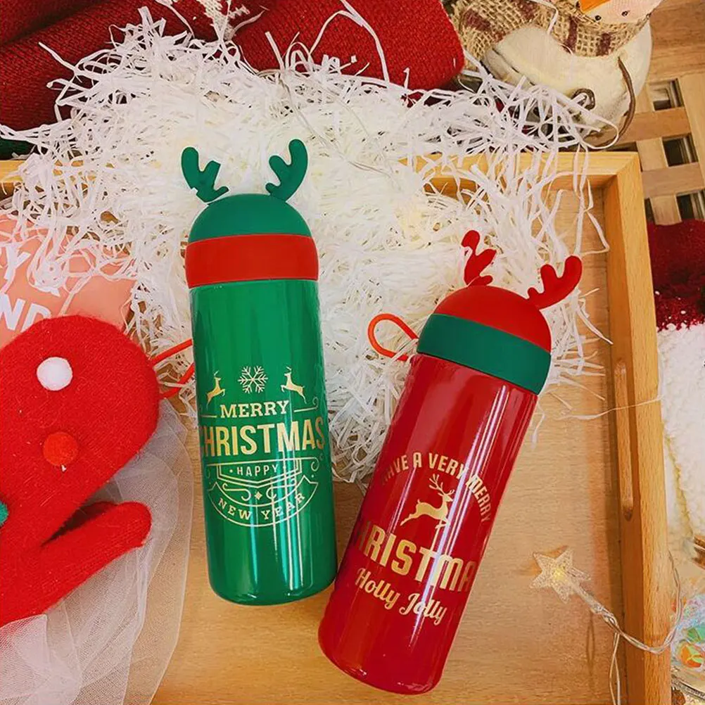 

1Pcs Christmas Themed Reindeer Insulation Cup Stainless Steel Vacuum Mug for Hot Beverage Gift for Family Kids Water Bottle
