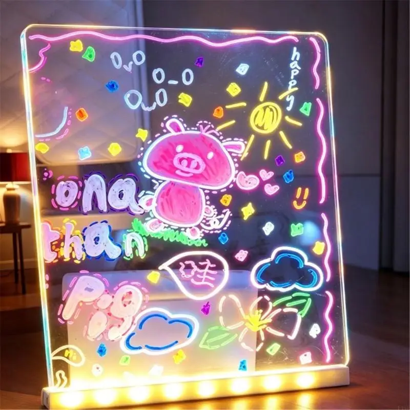 Multifunctional Childrens Drawing and Memo Board Glows at Night Erasable Surfaces Drawing Board for Creative Playing F19E