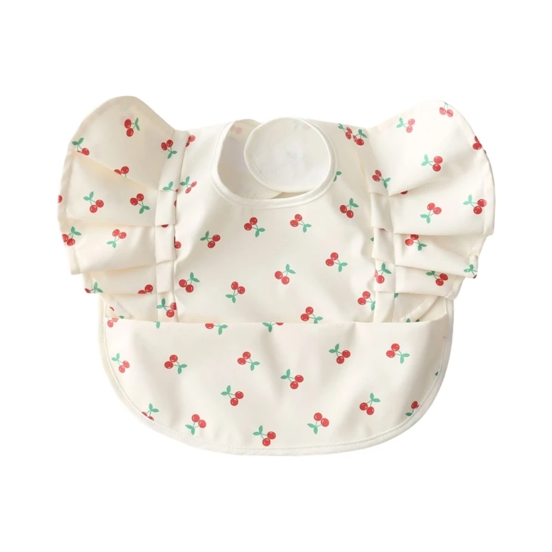 

Q1FE Flying Sleeve Baby Catcher Bib Angel Wing Design Bib Water Proofing Layer