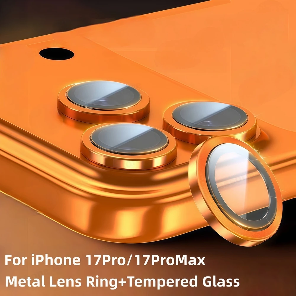 

Metal Glass Camera Protector for iPhone 17 ProMax Lens Case - Air 15 16 ProMax Ring Cover - Tempered Glass Ring for iPhone 17 pr