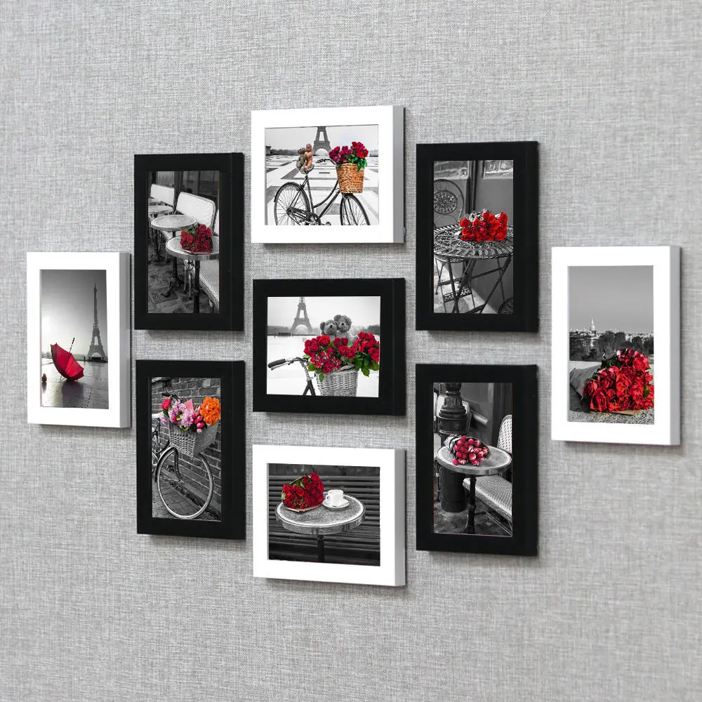 Photo Frame for Home Decoratrion, Creative Background Wall Photo Frame, Simple Monochromatic, Living Room, Bedroom, 9 PCs/Set