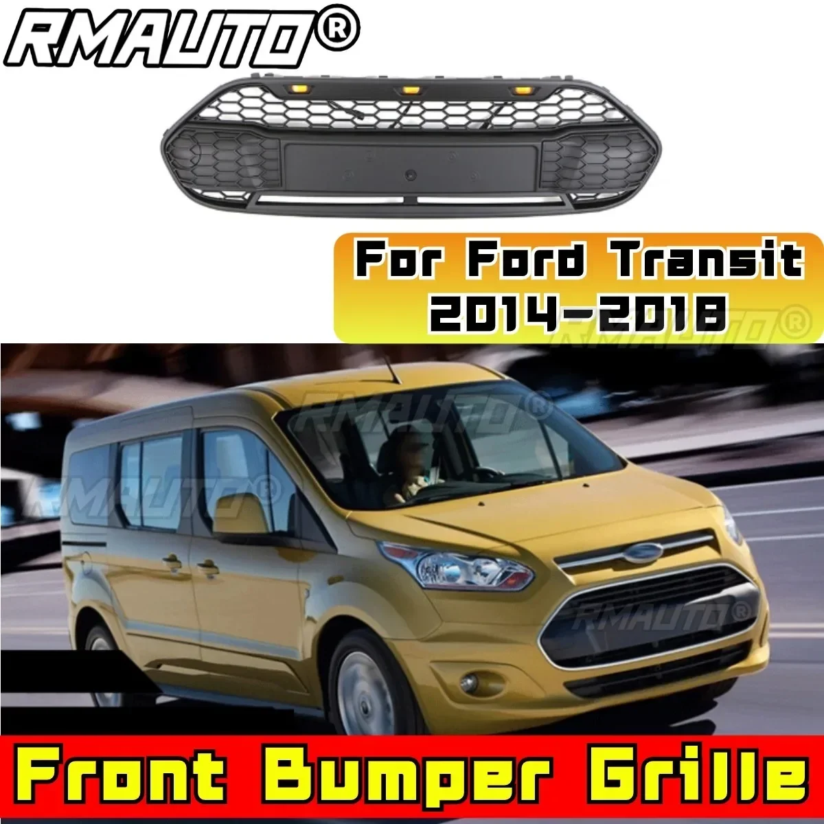 Front Racing Grill For Ford Transit 2014-2018 North America CONNECT Edition Car Front Bumper Racing Grille Grill Car Accessories