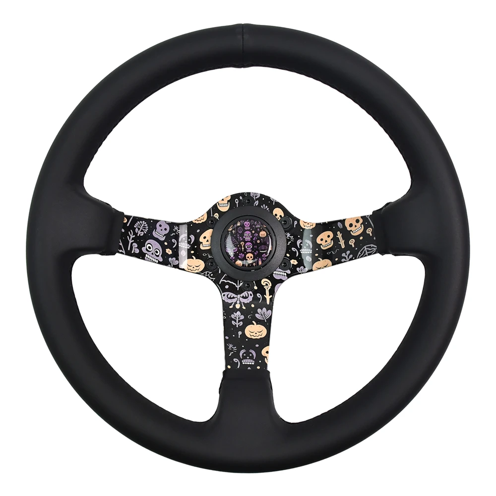 

320 мм индивидуальные кронштейны с несколькими узорами, модифицированный руль, черный кожаный спортивный руль с дизайнерской кнопкой