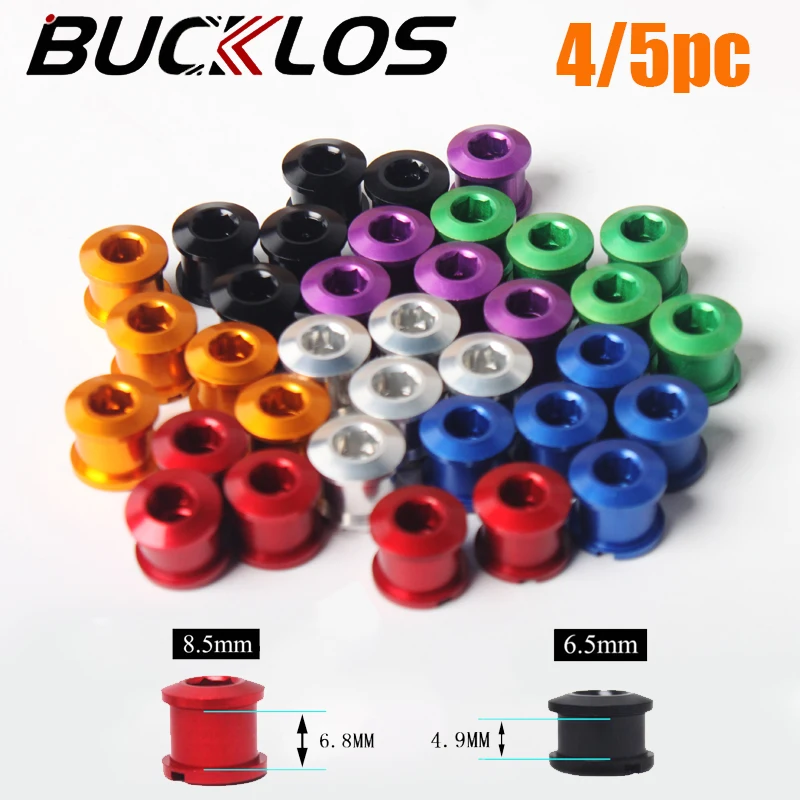 BUCKLOS 5pc Bicycle Chainring Bolts Road MTB Plate Screws Single/double Crankset Bolts 6.5/8.5mm Chainwheel Screw 4pc Crank Part