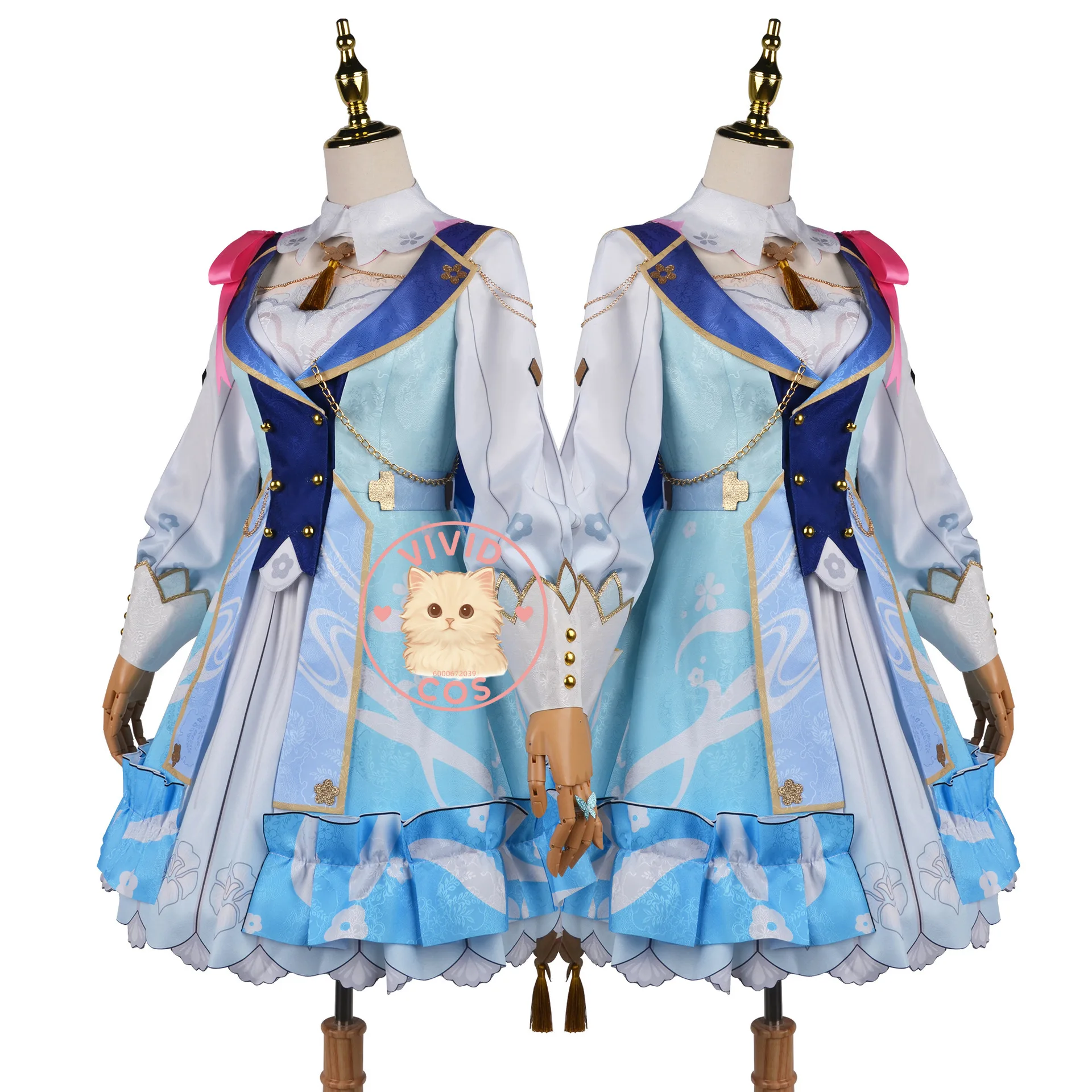 Genshin Impact Kamisato Ayaka Inazuma Flower of Sanctity Cosplay Kostüm Pastellrosa und weiße Palette Prinzessinnenartige Verfeinerung