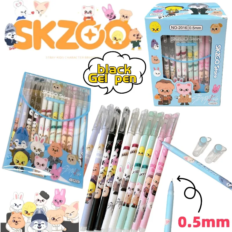 SKZOO Wolf chan Dwaekki Bbokari Cute Cartoon Gel Pen Neutral Pen for Student Writing 0.5mm Smooth No Jamming Black Gel Pen gift