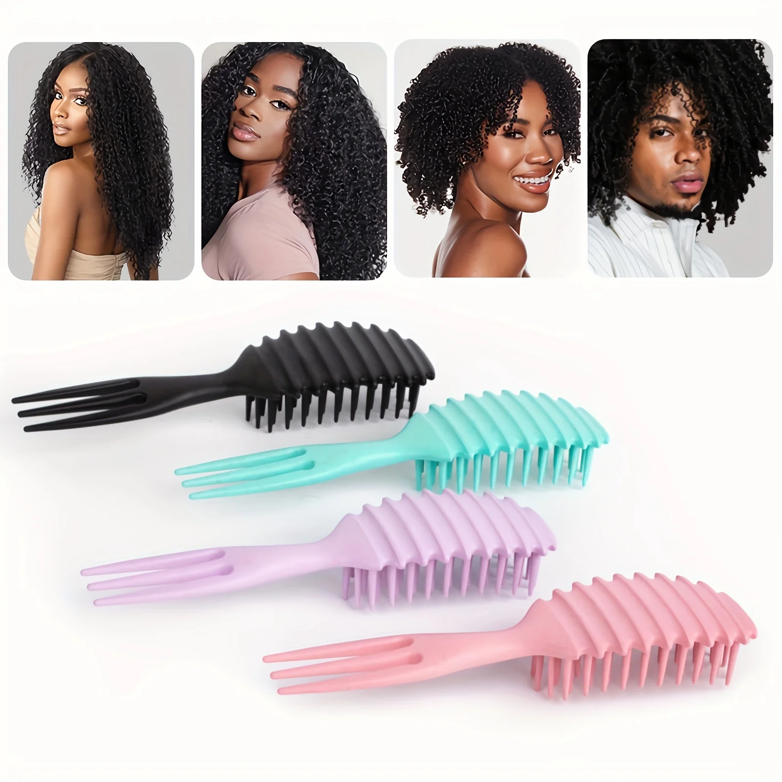 Curly Hair Brush - Gentle Detangling & Styling Comb for Wet or Dry Curls, Reduces Pulling & Separation Ideal for Women Men Girls