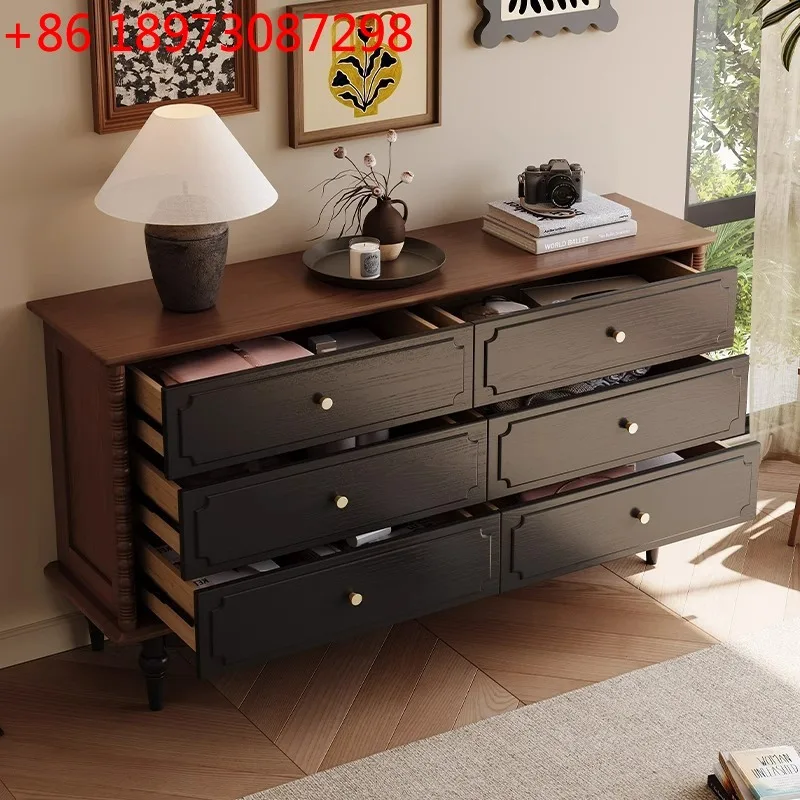 

Retro solid wood chest, living room drawer, dining side, home bedroom, wall storage cabinet