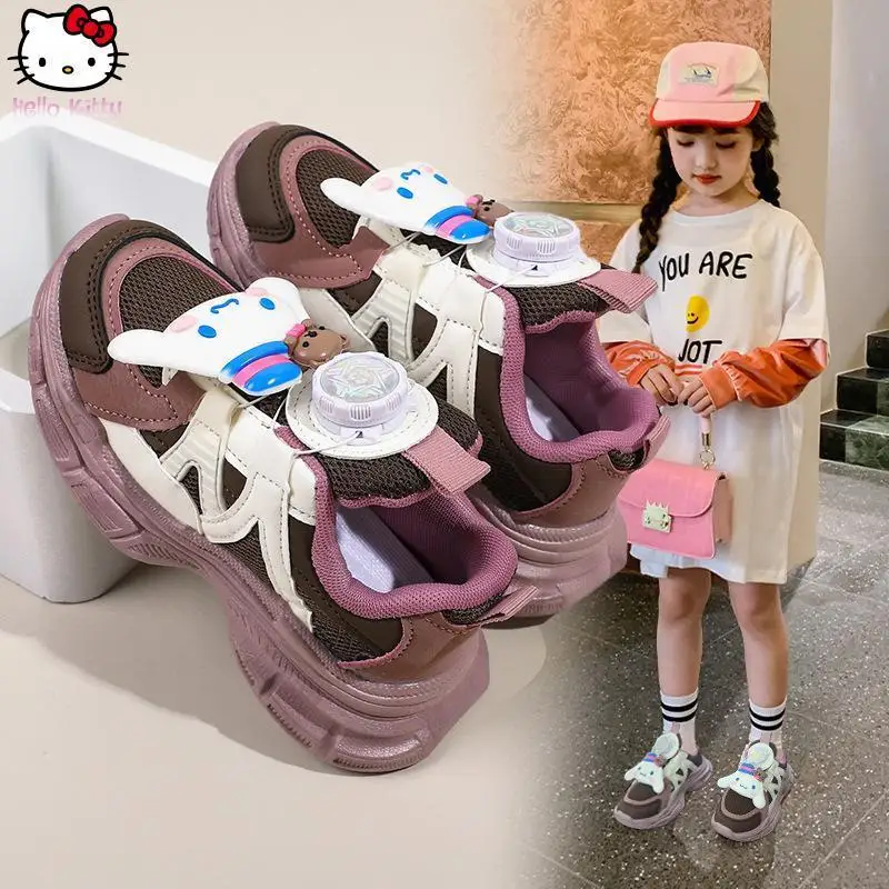

Cinnamoroll Kawaii Rotating Button Mesh Dad Shoes Anime Spring Autumn New Cartoon Boys Sports Shoe Sanrio Soft Sole Running Shoe