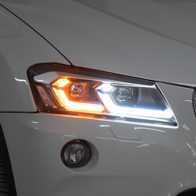 Headlights Assembly For BMW X3 F25 2010-2013 Upgrade High Configure Auto LED DRL Projector Lens Plug and Play Accessories Tools