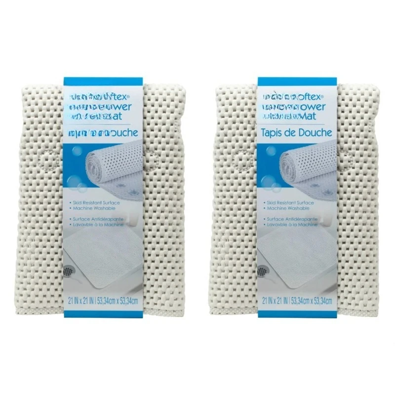 

285154 Коврик для душа Softex, можно стирать в машине, 21 x 21 дюйм, белый, 2 шт.