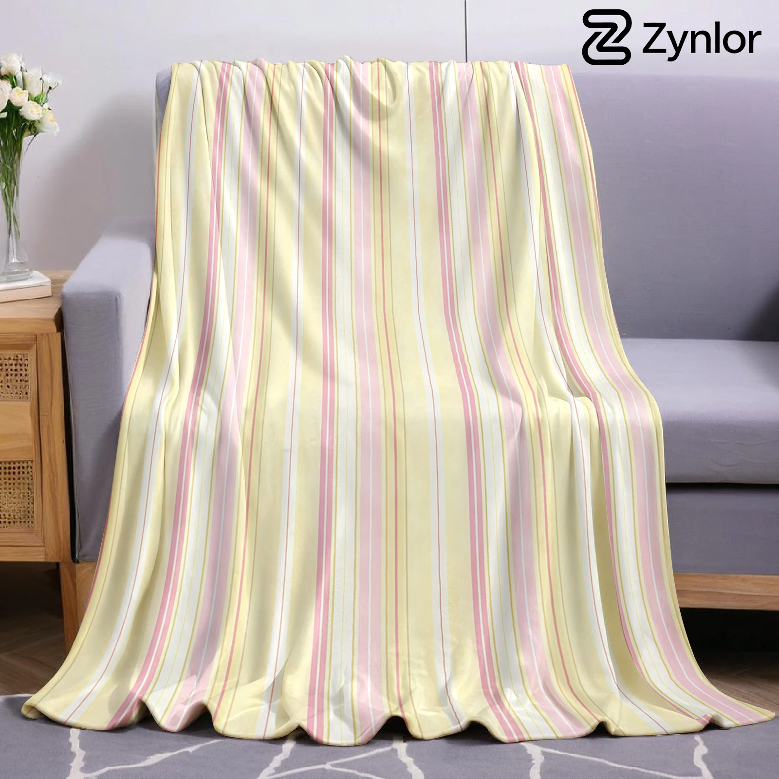 Pastel Thin Stripe Ultra Soft Sherpa Fleece Blanket Fluffy Warm Halloween Cozy Throw for Sofa Couch Bedroom Gift All season