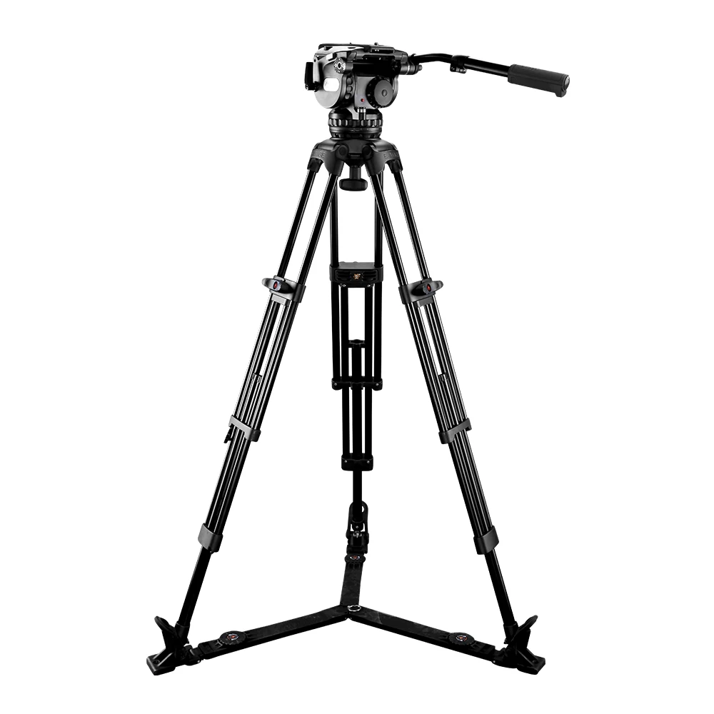 E-IMAGE EG25A2 Adjustable 100mm Bowl Aluminum Video Tripod With 28kg Payload Fluid Head Kit