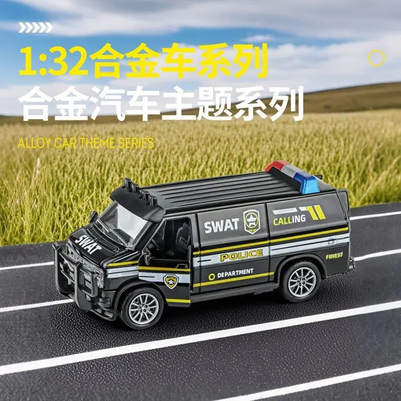 Camión de bomberos de policía SWAT 1:32, modelo de coche extraíble de aleación, coche de juguete para niños, simulación de inercia