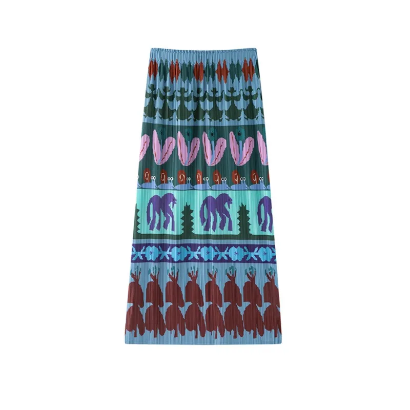 Miyake Pleated 2026 Skirt for Women High Waist Slit Straight Skirt Mid-Length Versatile Pleated Skirt New Summer Style Pleat
