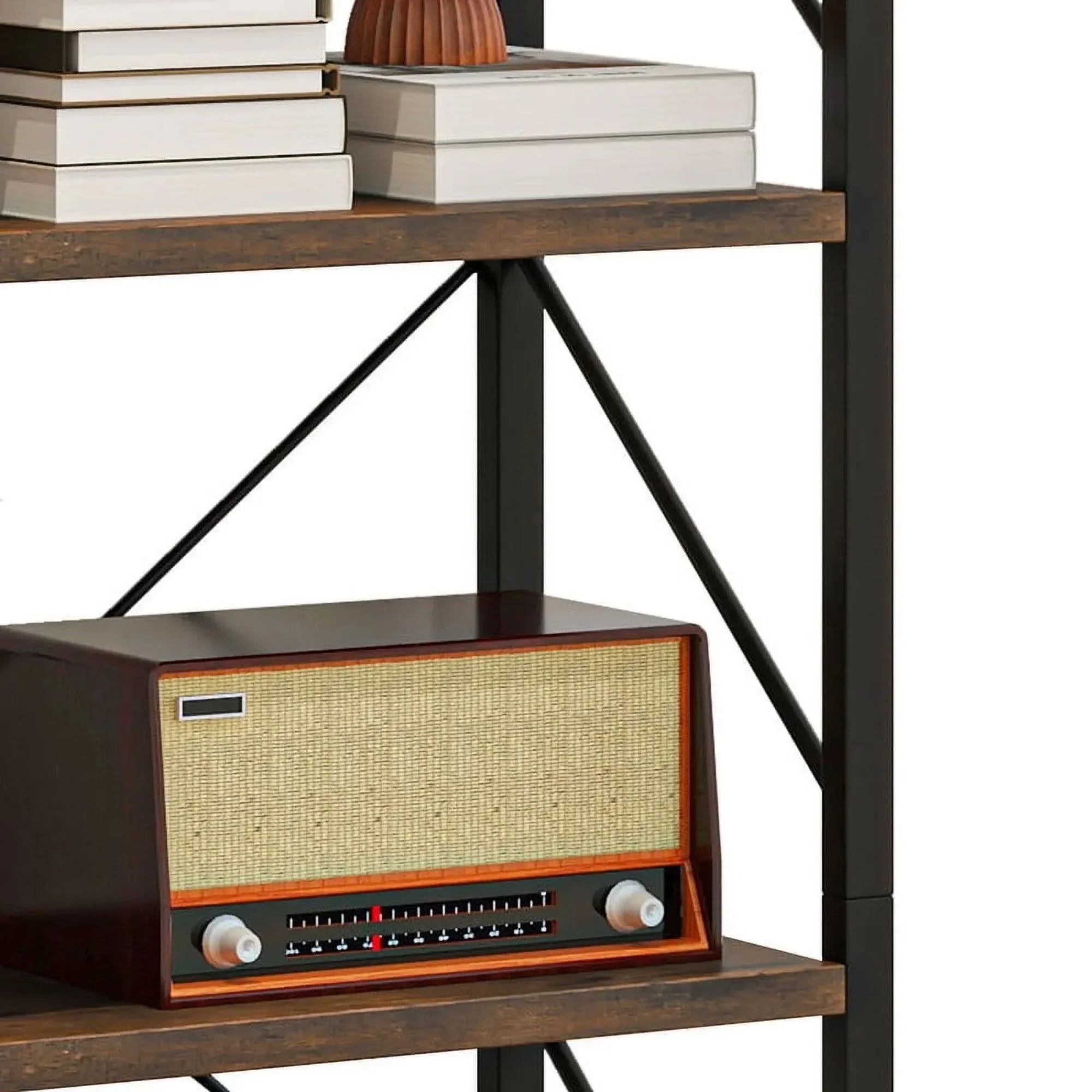 5-уровневая промышленная книжная полка 62-дюймовый коричневый, органайзер для хранения книжного шкафа с лестницей для гостиной и домашнего офиса