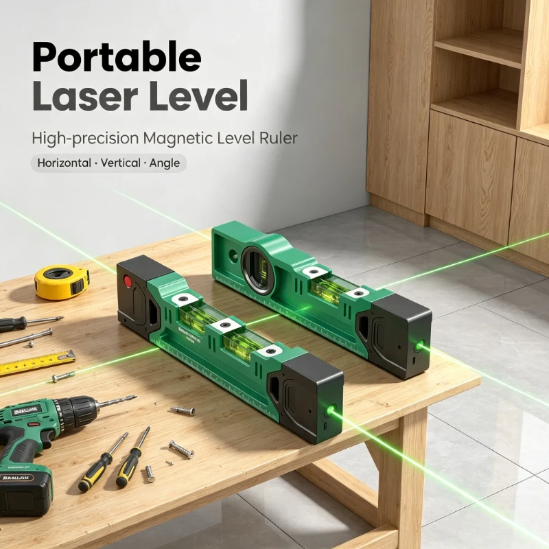 BAOLIAN Portable Laser Level Ruler High-precision Magnetic Laser Level Horizontal Vertical Angle Measuring Tools