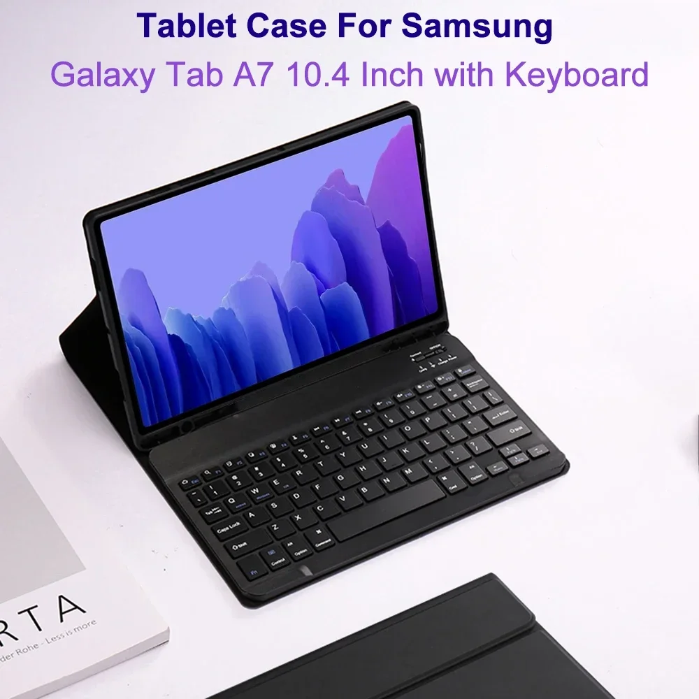 Custodia tablet per Samsung Galaxy Tab A7 con tastiera, cover per Galaxy Tab A7 10 4 pollici 2022 2020 SM-T500/T503/T505/T507/T509