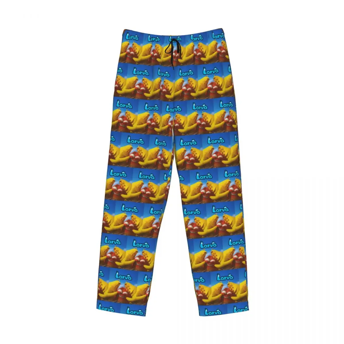 

Custom Larva Yellow Red Funny Anime Pajama Pants Men Sleepwear Sleep Lounge Bottoms with Pockets
