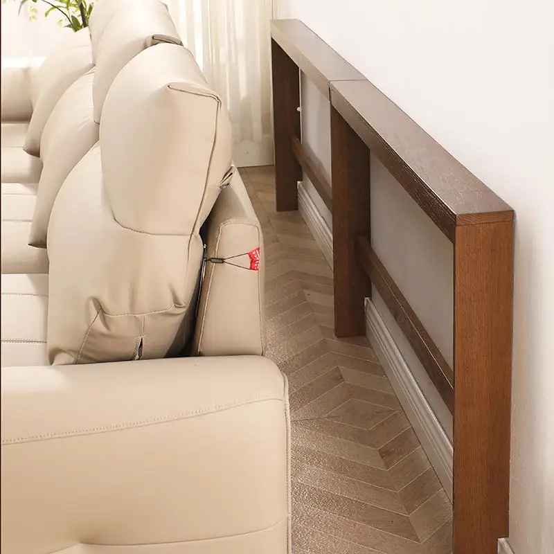 Sofa rear shelf ultra-narrow with socket solid wood multi-layer gap against the wall red oak black walnut long table bookshelf