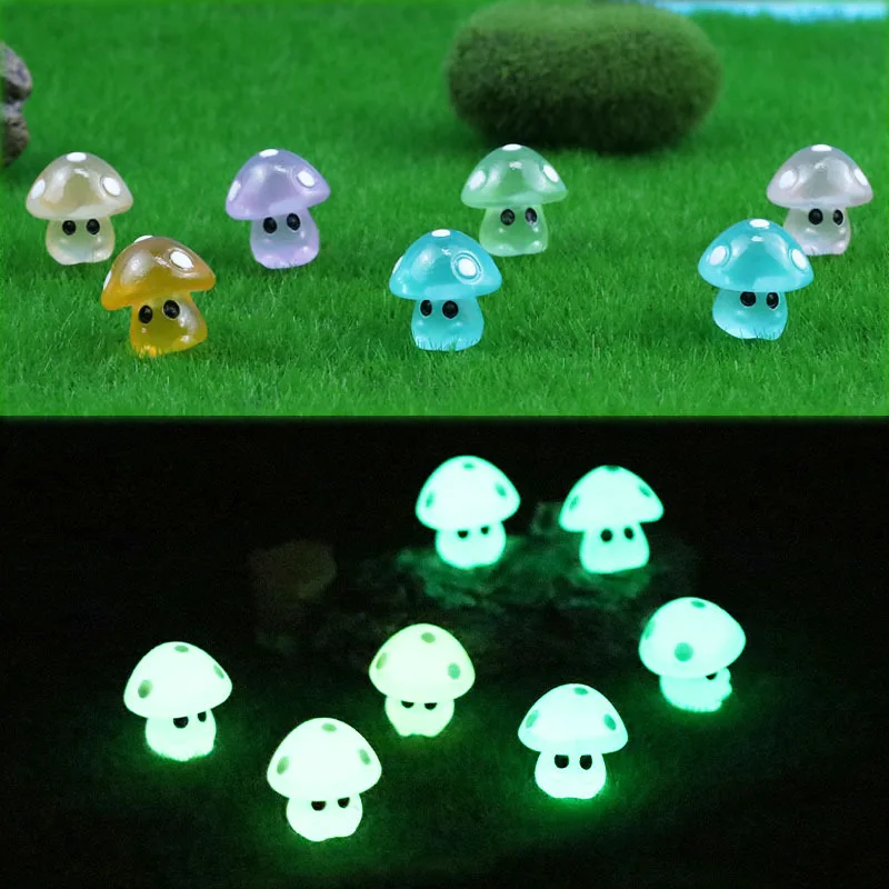 10-20PCS Mini Mushroom Elf Moss Microlandscape Decoration Miniature Luminous Mushrooms Fairy Garden Accessories Home DIY Decor