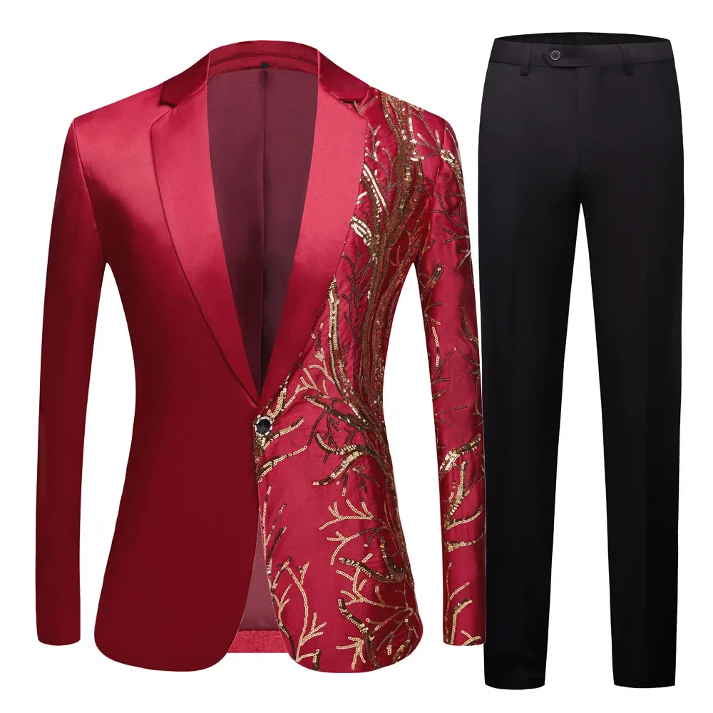 

Z493Men's formal suits for performances, sequined best men, new European and American performance suits