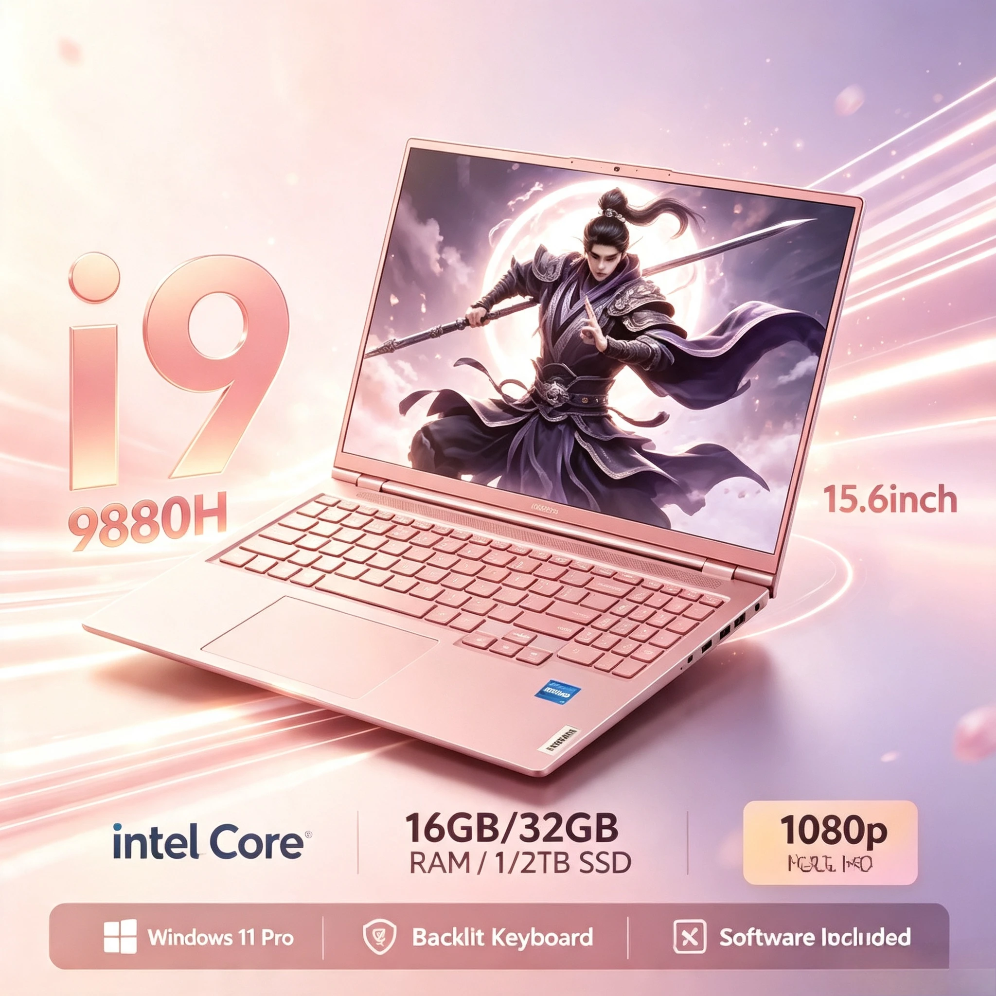 2026 New Ultra Slim Notebook Upgrade 15.6 Inch Lightweight Business Laptop Intel I9-9880H Chip 2TB Fast SSD For Business Journey