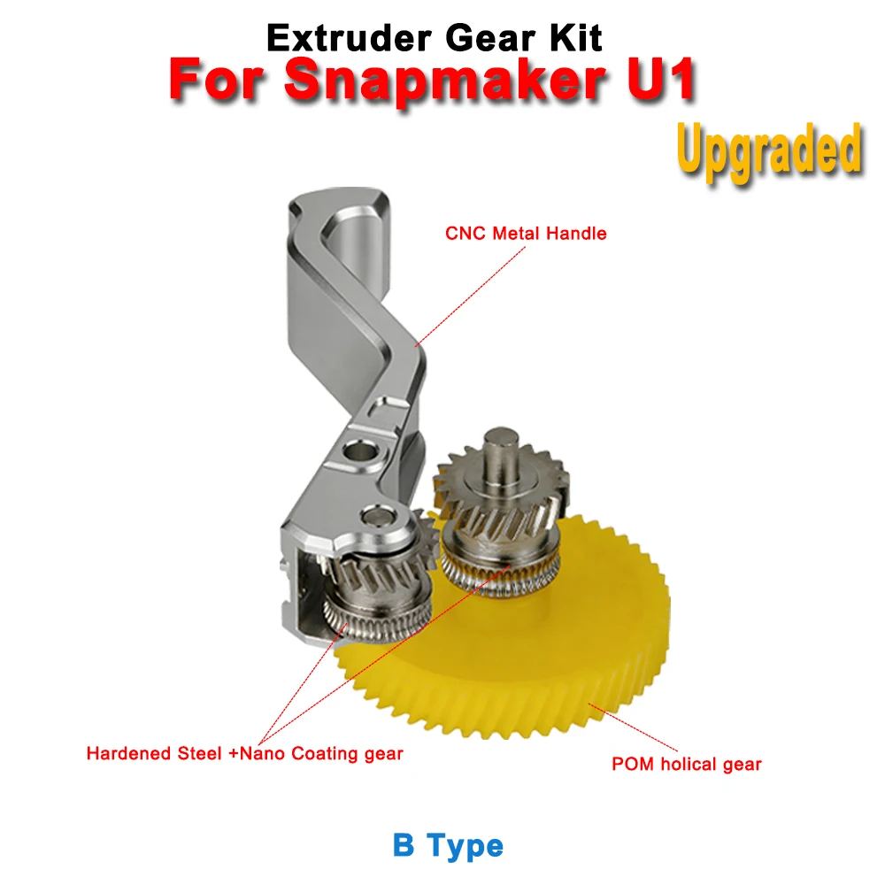 Upgrade-Extruder-Zahnradsatz für Snapmaker U1 SKD11 Gehärteter Stahl Nano-Beschichtete Zähne CNC-Griff POM-Schrägverzahntes Zahnrad für U1 3D-Drucker – Detail 12