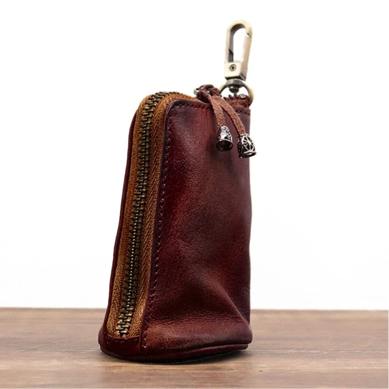 Voiture en cuir Vintage Portable pour porte-clés à main pour étui porte-clés pochettes