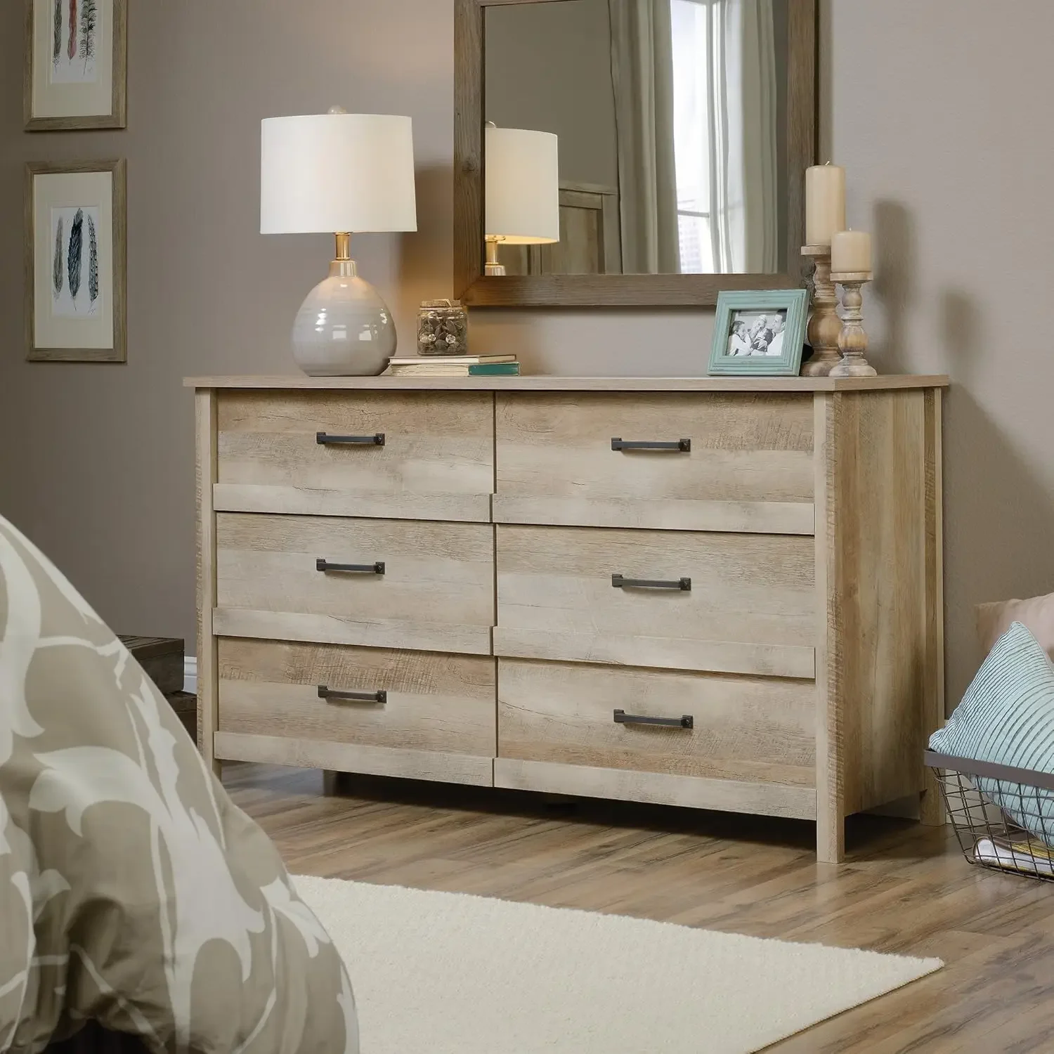 dresser Cannery Bridge 6-Drawer Dresser, Lintel Oak finish Living room locker Bedroom lockers