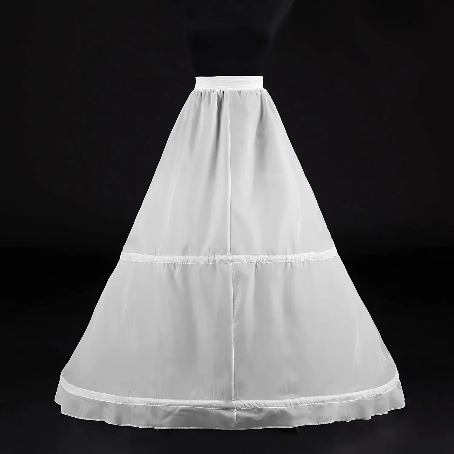 Dames 2 Hoepels Bruids Crinoline Wit Petticoat Half Slip Onderrok Trouwjurk Bruid Pannier Petticoat