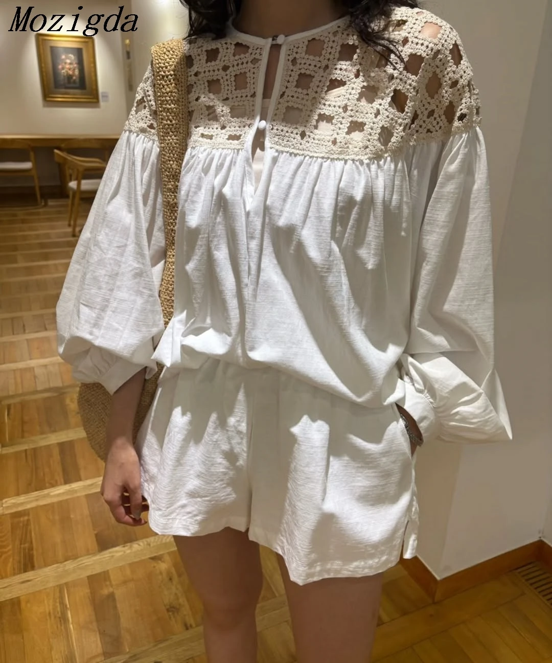 

Korean Style Shirt Two 2 Piece Set Women Vintage Autumn Winter Pullover Tops + Casual Shorts 2 Piece Outfits Female