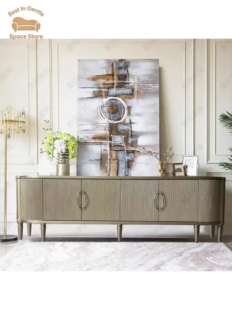 1Solid wood TV cabinet coffee table combination modern decorative cabinet living room audio-visual cabinet