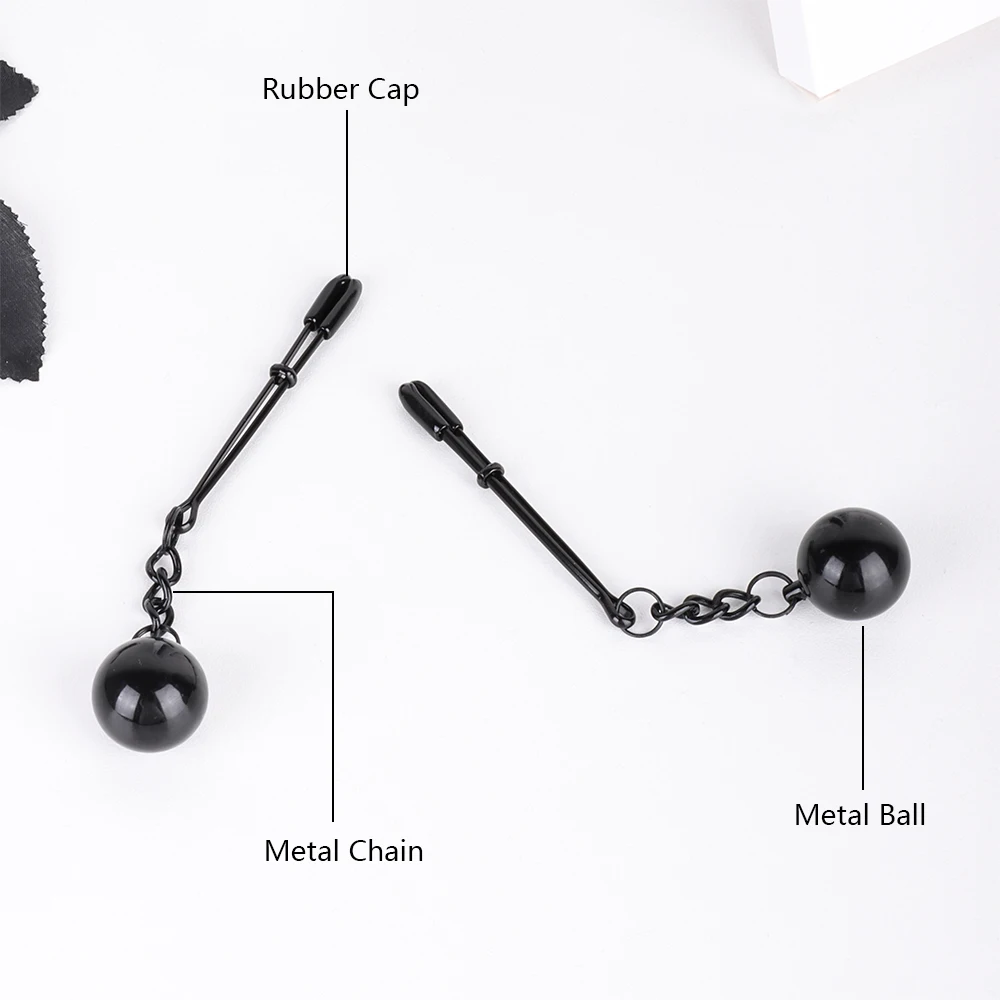 Nipple Clamp Metal Balls with Weights Adjustable Nipple Clip Body Jewelry for Women and Couples