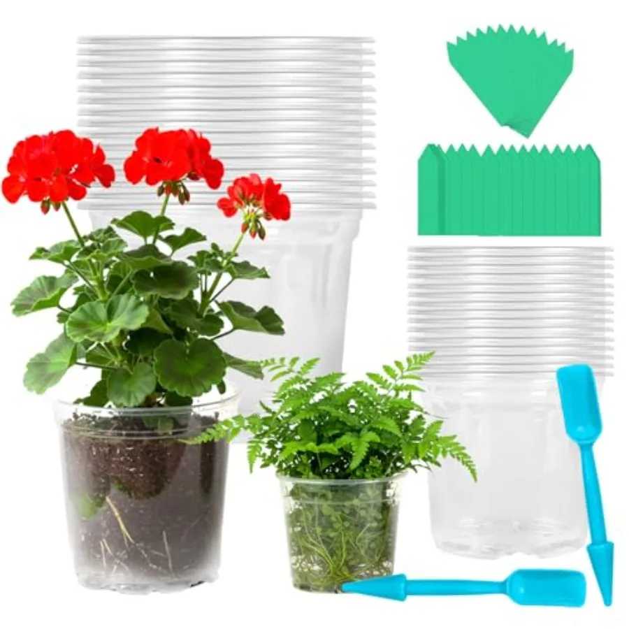

Clear Nursery Pots for Plants 3.7 5 Inch Plastic Seedling Pots with Drainage Holes ible Transparent Planters for Indoor Outdoor