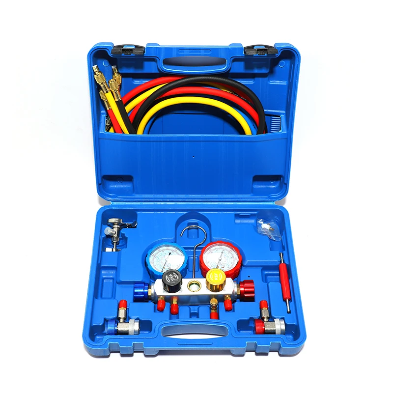 TBTOOLS Car Auto Air Conditioning Refrigerant Pressure Gauge Manometer with 4 Valve Werkzeuge Repair Tool Sets Tools Kits TB073