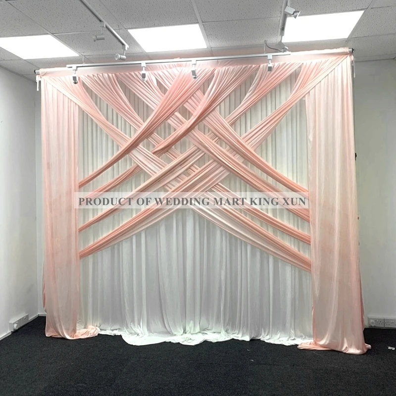 Crossed 10x10ft  Ice Silk Wedding Backdrop Curtain Stage Background Photo Booth For Event Party Decoration