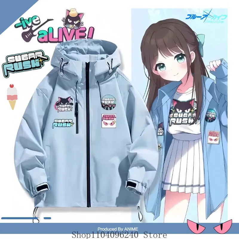 Blue Archive Kurimura Airi  Anime Long Sleeve Jacket Unisex Coat Hoodie Zipper  Cool Hooded Sweatshirt Top Cosplay Costume