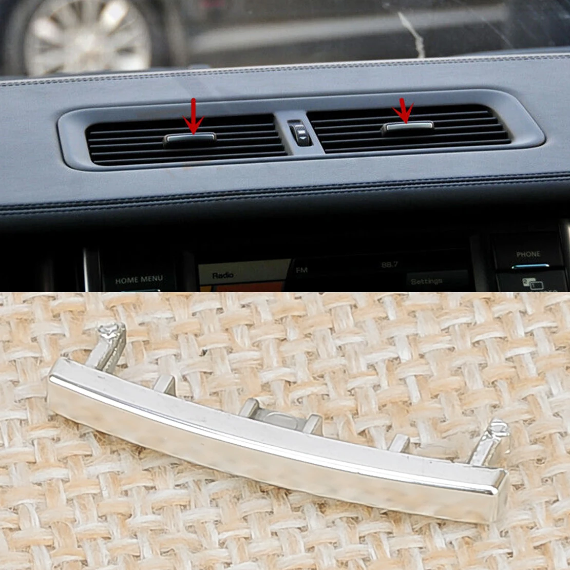 A/C Vent Outlet Paddle Trim Strip Fit for Land Rover Range Rover 2007 2008 2009 2010 2011 2012 Chrome Style ABS New