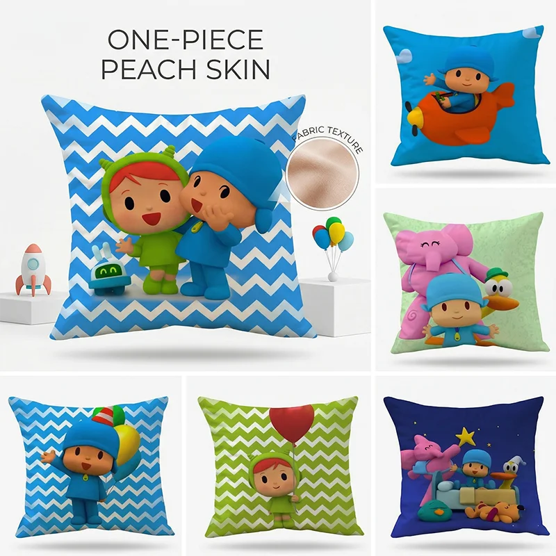 

Funny Animated Character Throw Pillow Case Peach Skin Soft Cushion Cover for Sofa Couch Home Decor Kids Room Square 1 Pc 40x40cm