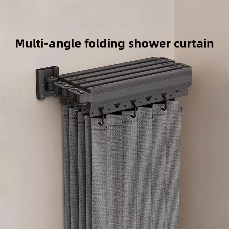 

Foldable rod shower curtain set Invisible bathroom partition Waterproof toilet punching High-grade dry and wet shower separation