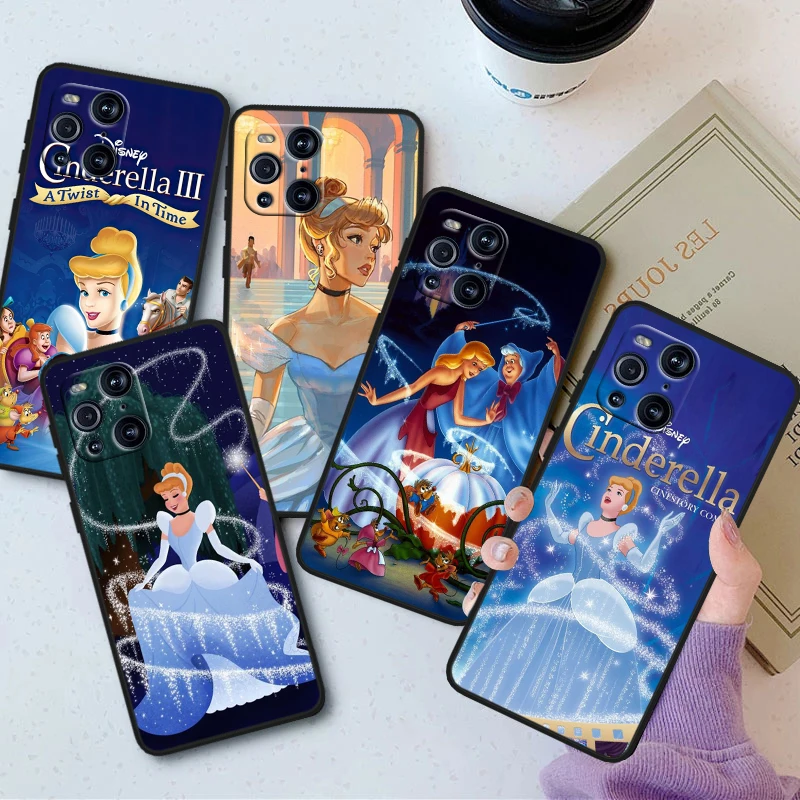 Disney Cinderella Cute For OPPO Find X6 X5 X3 X2 F21S F21 Pro Lite Neo Black Silicone Fundas Soft Phone Case