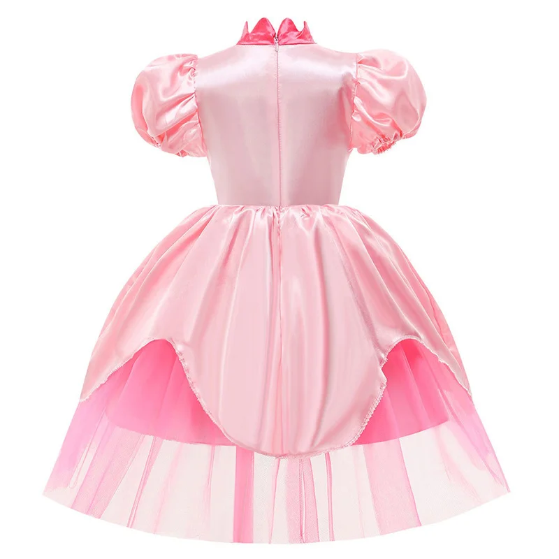 Girls Peach Cosplay Costume Anime Princess Jumpsuit Adult Child Role Playing Women Girl Disguise Halloween Holiday Party Outfit