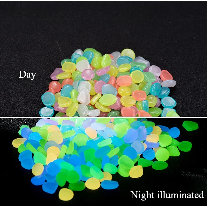 500Pcs Glow In The Dark Garden Pebbles Stones Rocks For Yard And Walkways Decor Fairy Garden DIY Decorative Luminous Stones