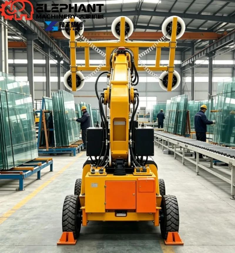 Narrow Aisle Friendly Vacuum Glass Crane, Compact 800kg Load Glass Suction Equipment For Glass Storage
