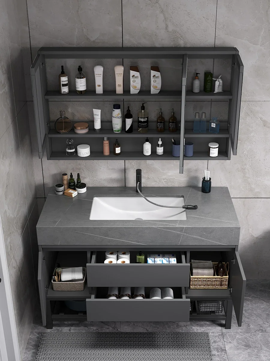 Rock board bathroom cabinet, bathroom washbasin cabinet, combination washbasin cabinet, integrated basin, solid woo