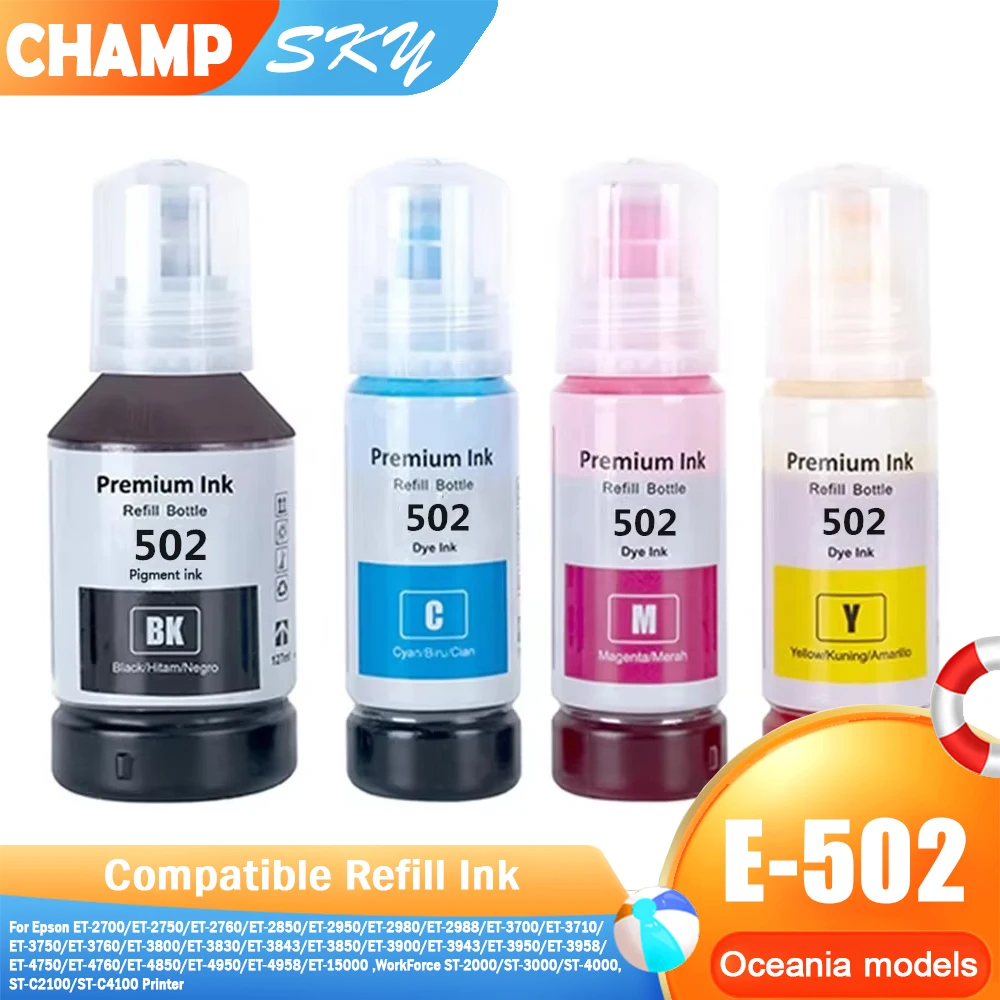 

SKY 502 Premium Ink , T5021-T5024 refill Ink For Epson ET-2700 2850 3700 3750 3800 4750 4850 15000 ST-2000 3000 4000 C2100 C4100