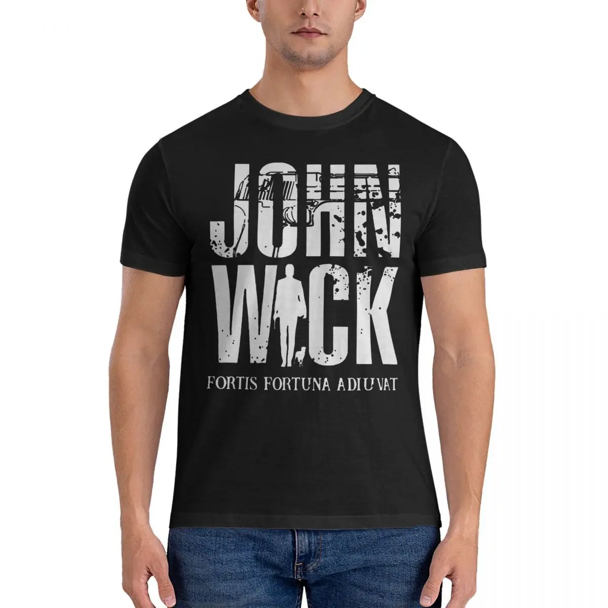 Men T-Shirt Fortis Fortuna Adiuvat Casual 100% Cotton Tees Short Sleeve John Wick T Shirts O Neck Tops 4XL 5XL